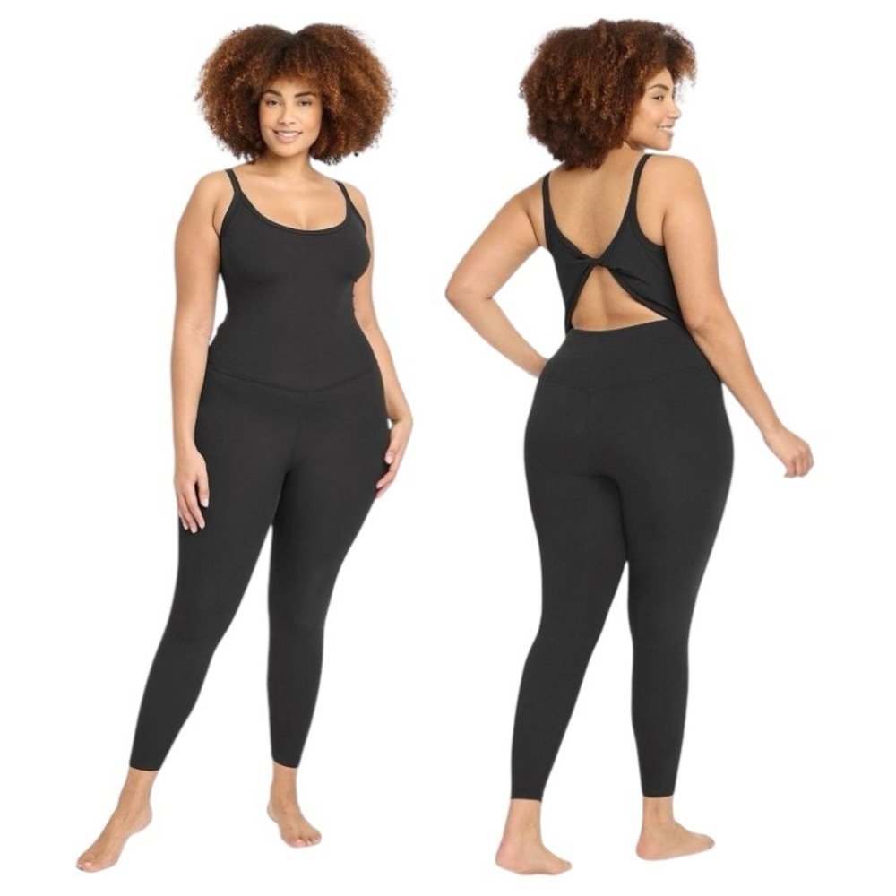 All in Motion Women's Rib Full Length Bodysuit Black Size Medium